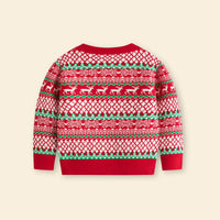 Boys Red Self-Design Christmas Jacquard Knit Sweater Sweaters & Cardigans