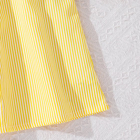 Girls Yellow Striped Flutter Sleeve Button-Down Fit & Flare Dress Casual Dresses