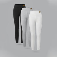 Girls Multicolor Stretchable Skinny Fitted Leggings Set (Pack Of 3) Leggings & Tights