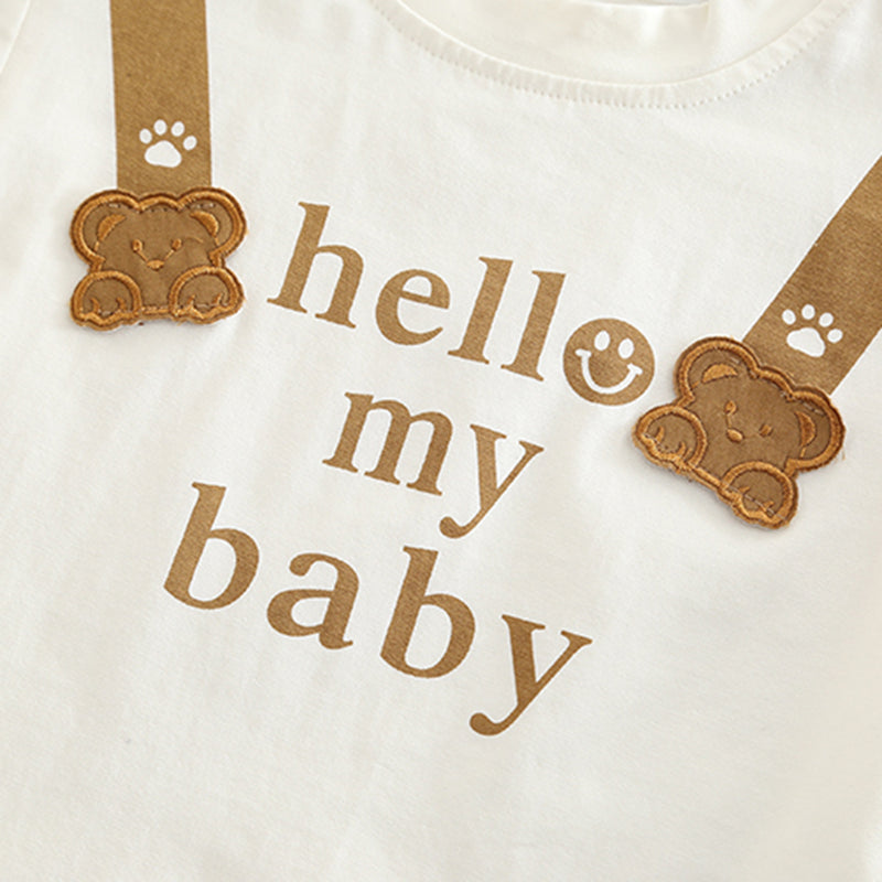 Boys Khaki Printed Short Sleeves T-shirt with Shorts Set Sets