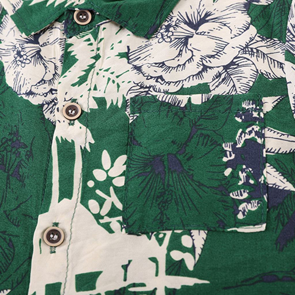 Boys Green Tropical Print Short Sleeve Shirt With Shorts Set 2 pc. Sets
