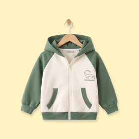 Boys Olive Green Colorblocked Zip-Up Hoodie Sweatshirts & Hoodies Green 1-2 Y