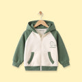 Boys Olive Green Colorblocked Zip-Up Hoodie Sweatshirts & Hoodies Green 1-2 Y