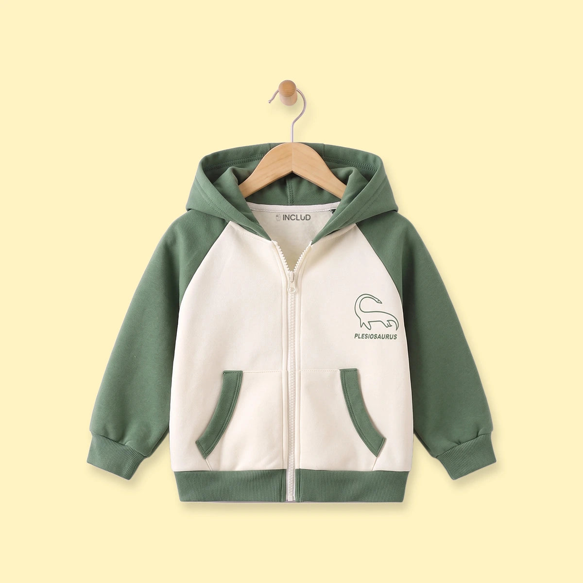 Boys Olive Green Colorblocked Zip-Up Hoodie Sweatshirts & Hoodies Green 1-2 Y