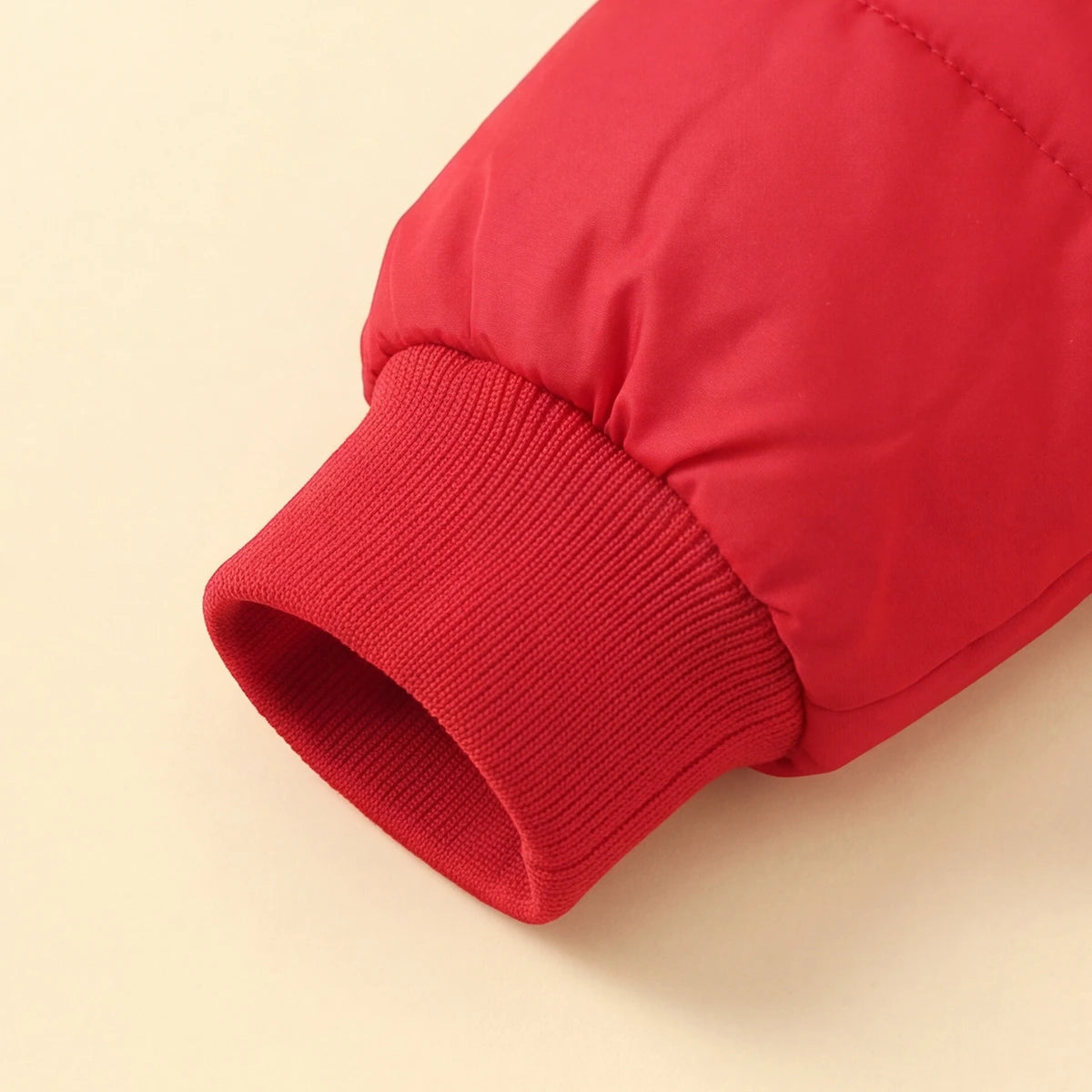 Girls Red Solid Puffer Hooded Long Jacket Coats & Jackets