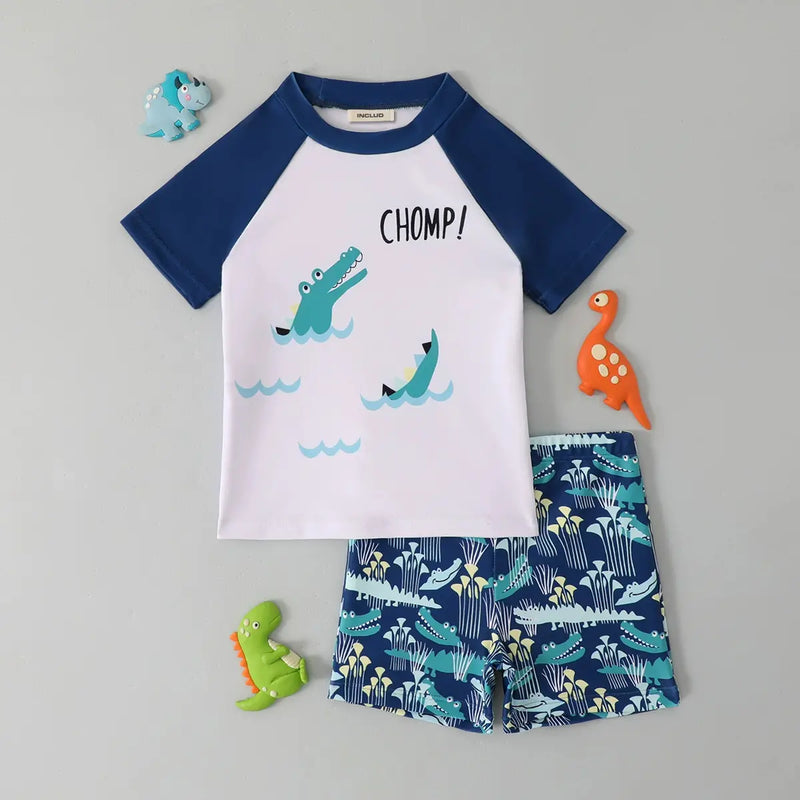 Boys Blue Graphics Short Sleeves T-Shirt & Shorts Swimsuit Sets Sets Blue 3-4 Y