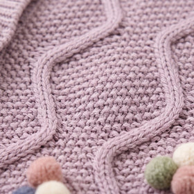 Girls Light Purple Jacquard Long Sleeve Cardigan Sweaters & Cardigans