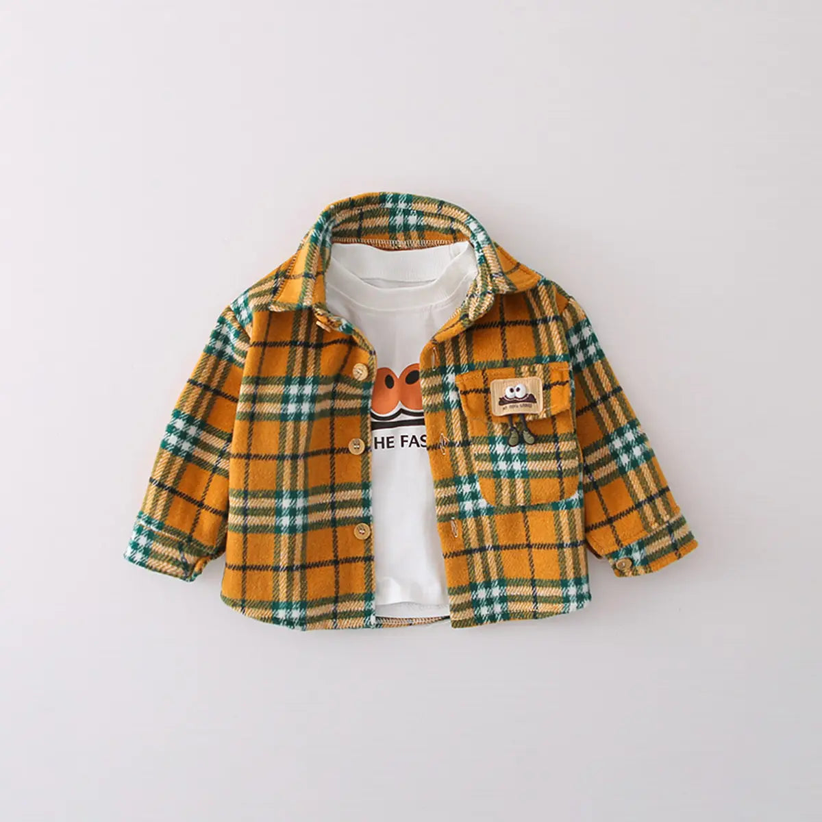 Boys Yellow Checked Shirt With Printed T-Shirt & Denim Pants Set Sets