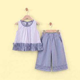 Girls Light Blue Sleeveless Top With Pants Sets 2 pc. Sets Light Blue 1-2 Y