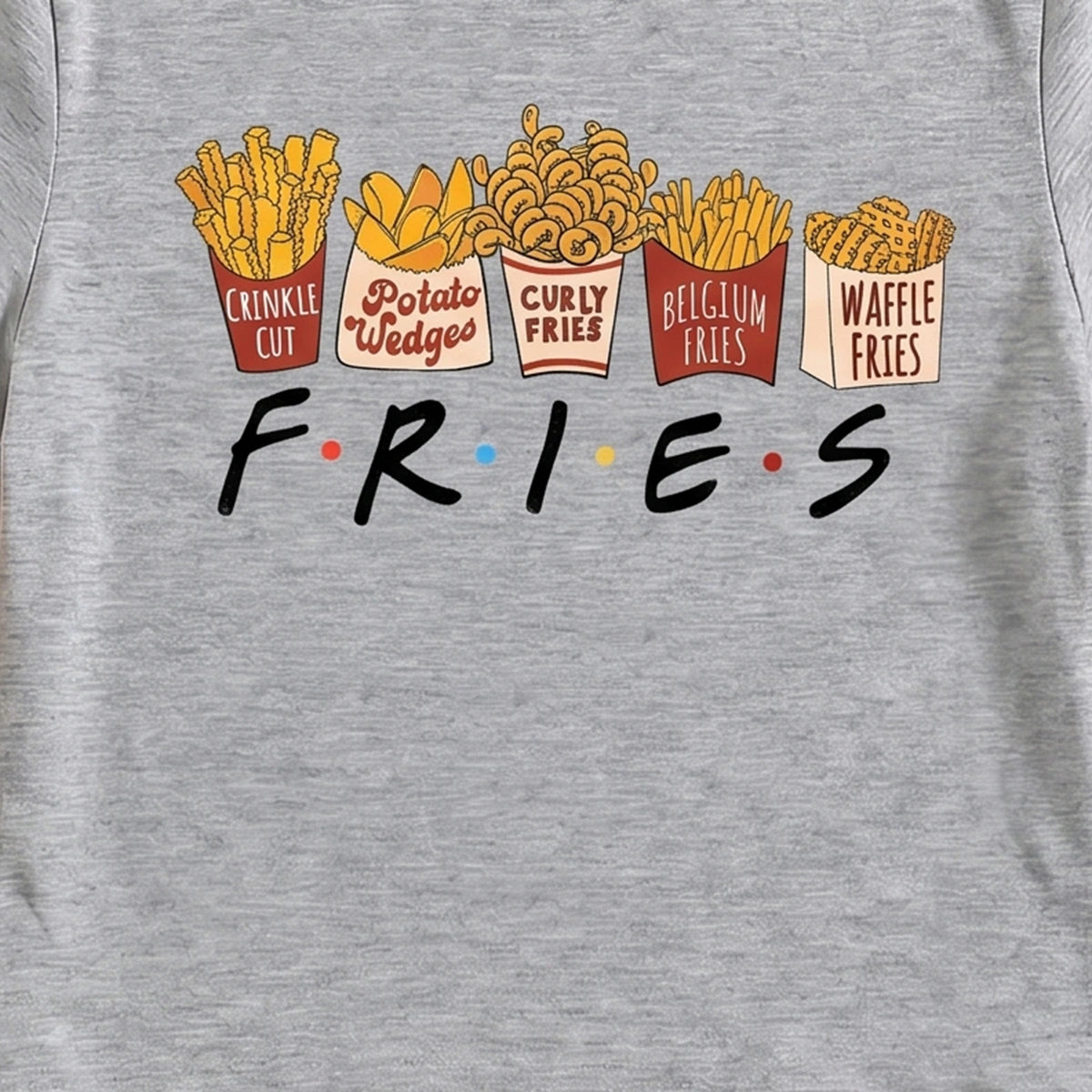 Girls Grey Fries Graphic Short Sleeve T-Shirt Tshirts