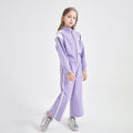 Girls Purple Heart Embroidered Front Zipper Jacket With Pants Winter Set 2 pc. Sets Purple 5-6 Y