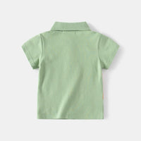 Boys Green Animal Cartoon Printed Short Sleeves Polo T-Shirt Tshirts