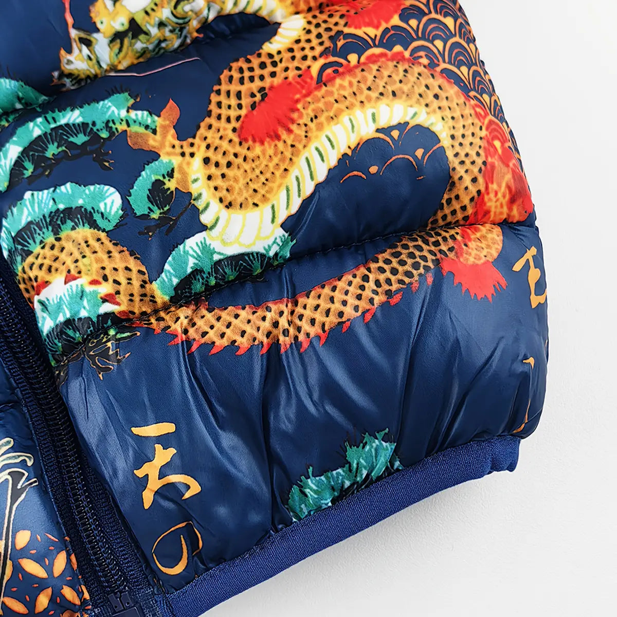 Boys Navy Blue Dragon Printed Hooded Zip-up Jacket Coats & Jackets