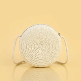 Girls White Floral Applique Round Sling Bag Sling Bags