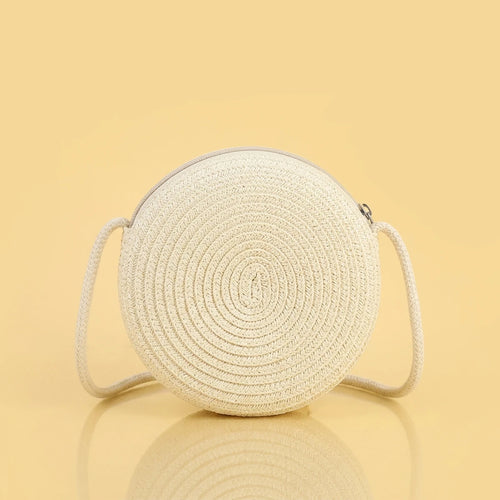 Girls White Floral Applique Round Sling Bag Sling Bags