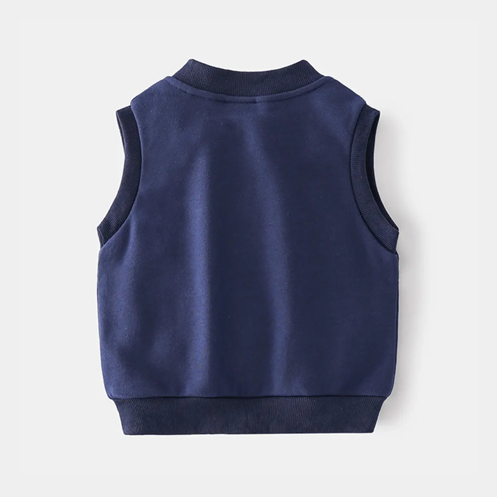 Boys Navy Blue Sleeveless Zip-up Vest Coats & Jackets