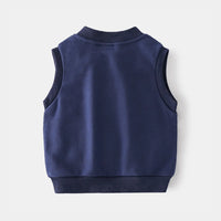 Boys Navy Blue Sleeveless Zip-up Vest Coats & Jackets