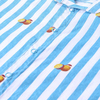Boys Turquoise Striped Short Sleeves Shirt With Elasticated Shorts Sets Sets