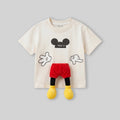 Boys Cream Mickey Mouse Applique Short Sleeve T-Shirt Tshirts Cream 1-2 Y