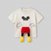 Boys Cream Mickey Mouse Applique Short Sleeve T-Shirt Tshirts Cream 1-2 Y