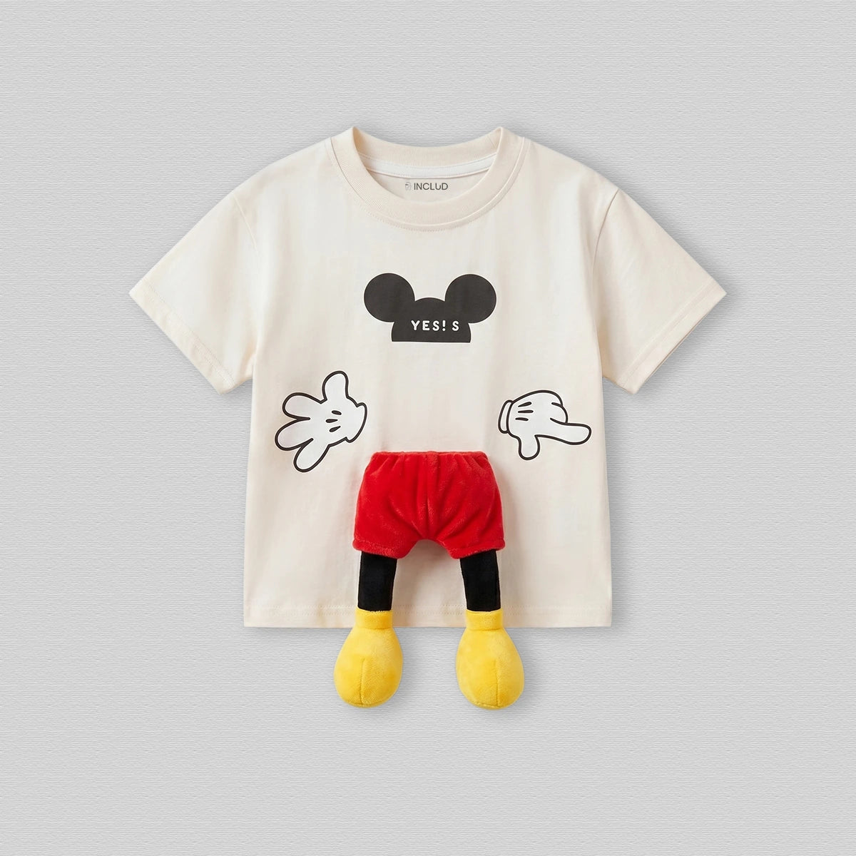 Boys Cream Mickey Mouse Applique Short Sleeve T-Shirt Tshirts Cream 1-2 Y