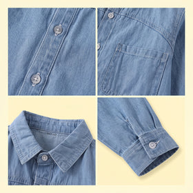 Boys Light Blue Long Sleeve Denim Shirt Shirts