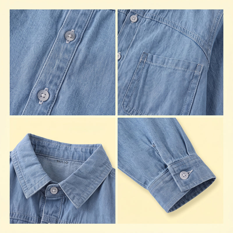 Boys Light Blue Long Sleeve Denim Shirt Shirts