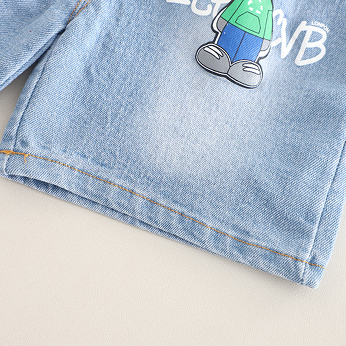 Boys Grey Robot Printed T-Shirt With Denim Shorts Set 2 pc. Sets