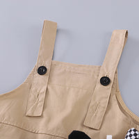 Boys Black Stripes Short Sleeve T-Shirt And Dungaree Set With Teddy Applique 2 pc. Sets
