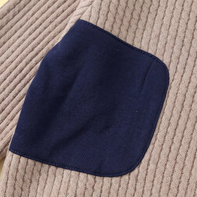 Boys Khaki Textured Sweatshirt With Denim Pants Sets Sets