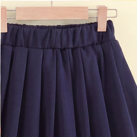 Girls Navy Blue Typography Long Sleeve Jacket With Skirt Sets 2 pc. Sets