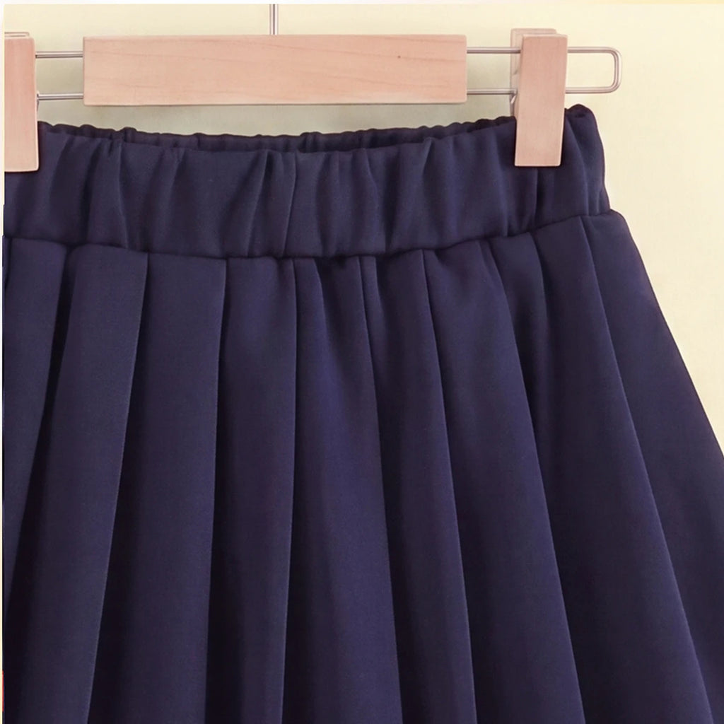 Girls Navy Blue Typography Long Sleeve Jacket With Skirt Sets 2 pc. Sets