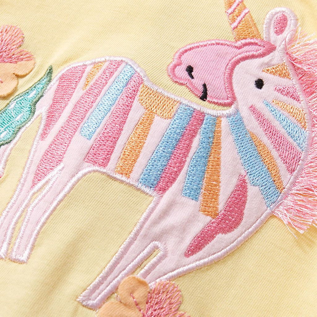Girls Unicorn Patch with Multicolored Tulle Fit & Flare Dress Casual Dresses   