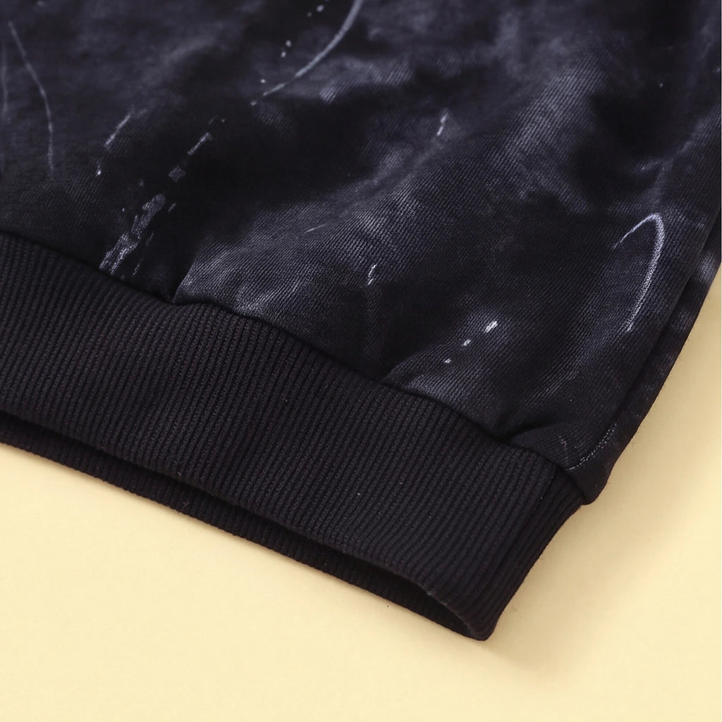Boys Black Typographic Sweatshirt & Denim Cargo Pants Sets Sets