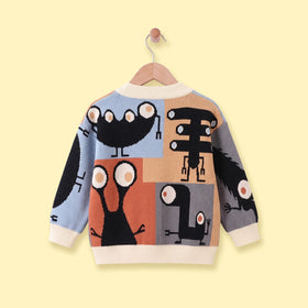 Boys Multicolour Jacquard Long Sleeve Cardigan Sweaters & Cardigans
