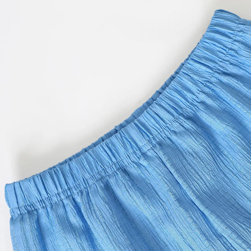 Girls Blue Textured Bow Details Top With Shorts Co-ord Sets Sets