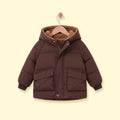 Boys Dark Brown Fur Hooded Puffer Jacket Coats & Jackets Dark Brown 1-2 Y