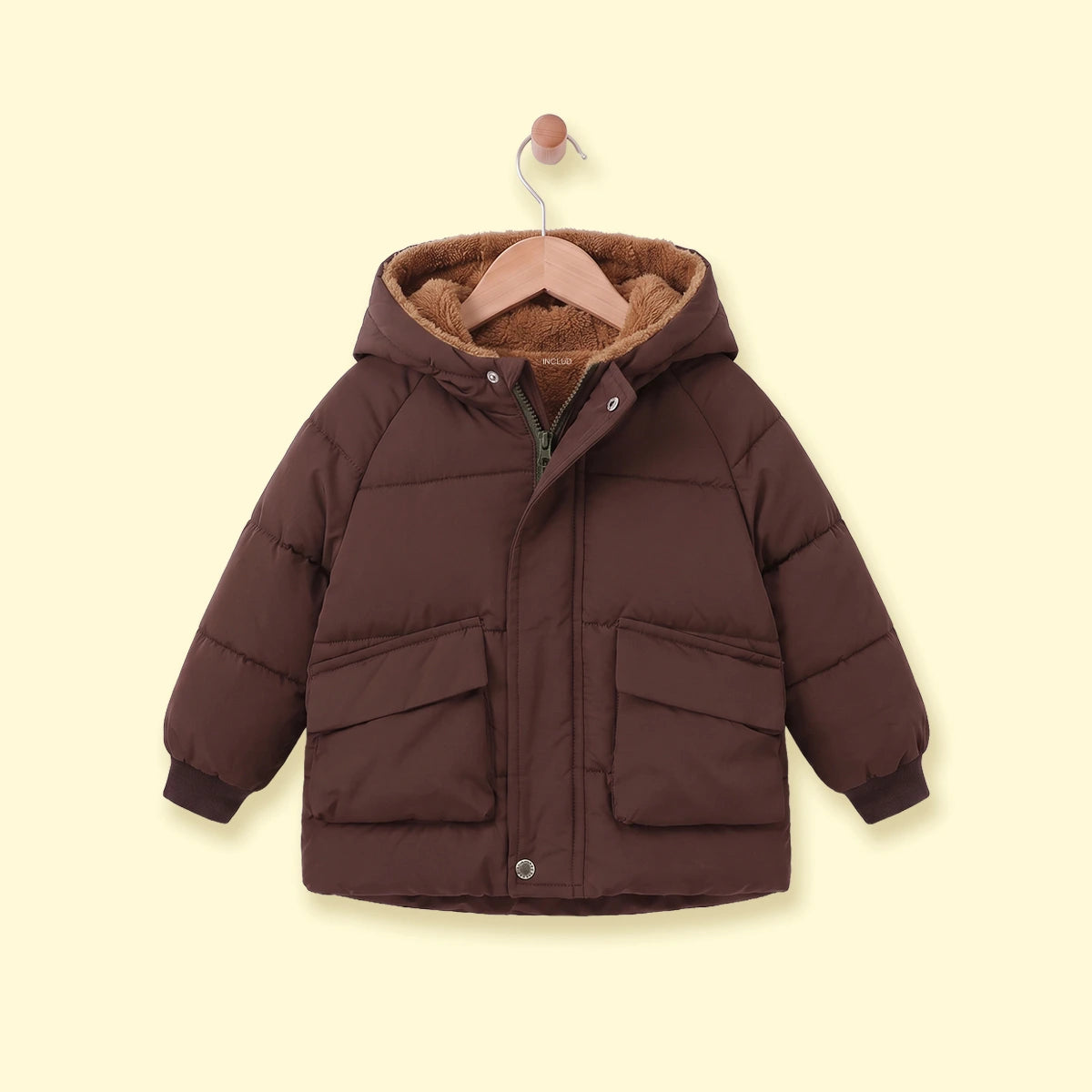Boys Dark Brown Fur Hooded Puffer Jacket Coats & Jackets Dark Brown 1-2 Y