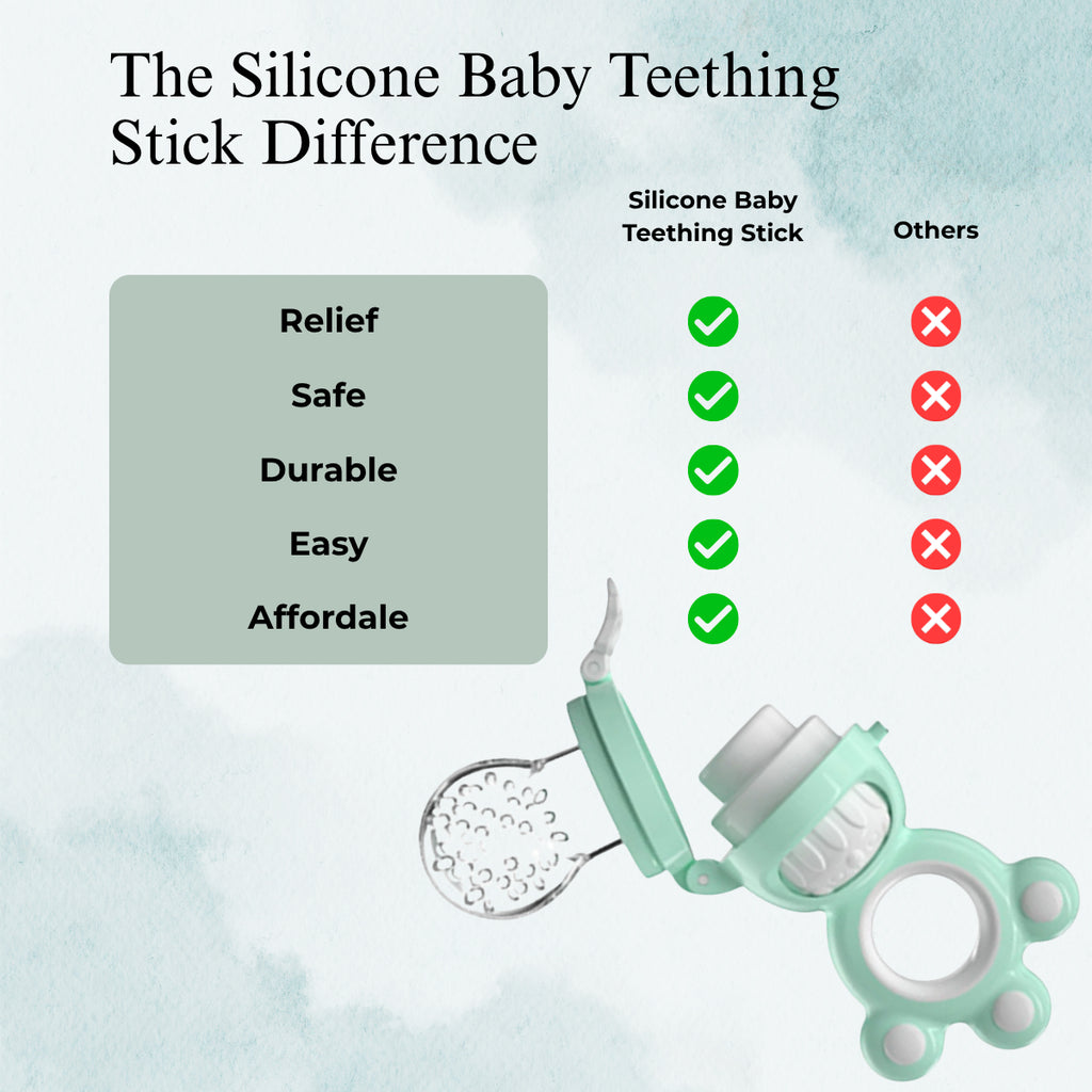 Baby Sea Green Fruit & Vegetable Silicone Teether Stick Trending Accessories