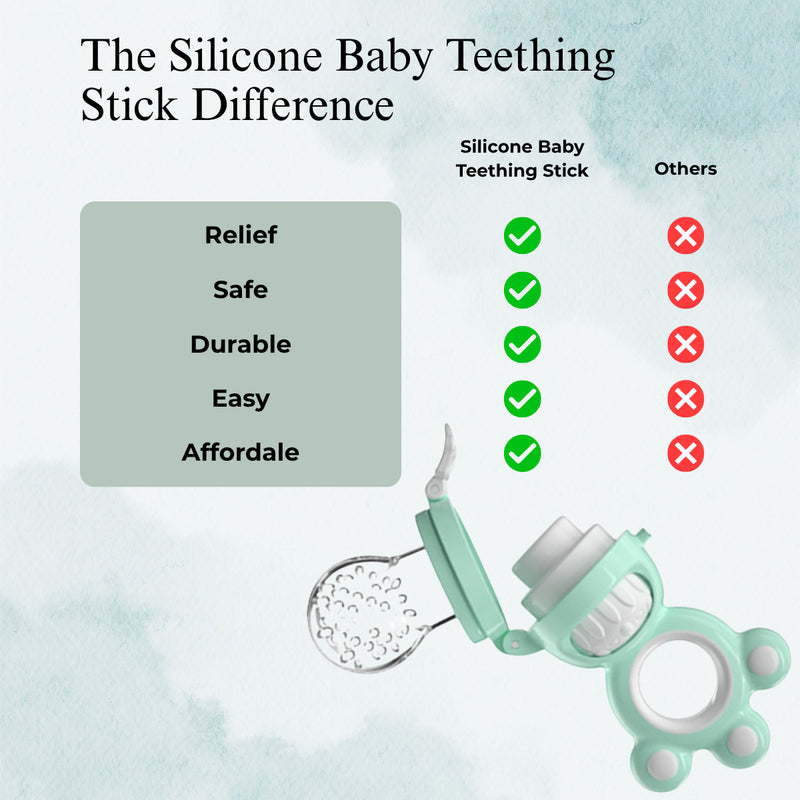 Baby Sea Green Fruit & Vegetable Silicone Teether Stick Trending Accessories