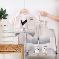 Boys Off White Short Sleeve Shirt With Printed T-shirts And Elasticated Shorts Sets 3 pc. Sets Off White 1-2 Y