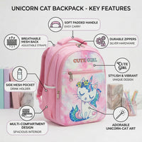 Girls Pink Cat Print School Backpack Trending Accessories