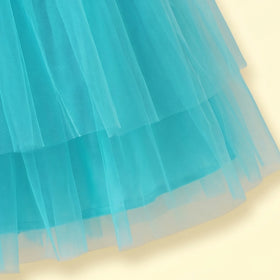 Girls Sea Green Ruffled Sleeveless Fit & Flare Party Dress Party Dresses
