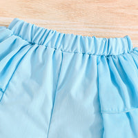 Girls Light Blue Waistcoat with Spaghetti Top & Tiered Ruffle Shorts Set 3 pc. Sets