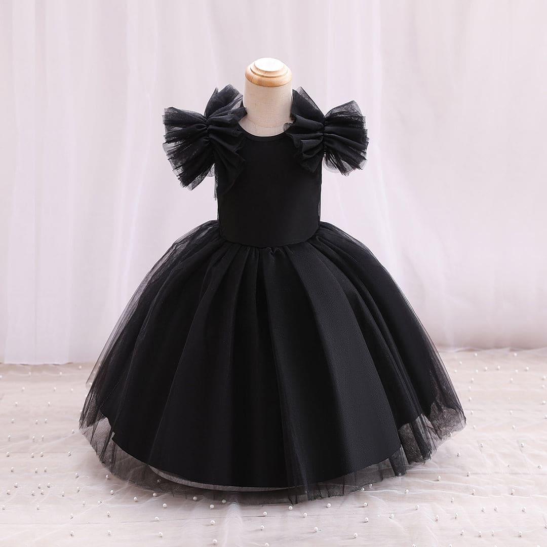 Girls Balloon Shape Tulle Party Dress Party Dresses Black 1-2 Y 