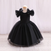 Girls Balloon Shape Tulle Party Dress Party Dresses Black 1-2 Y 