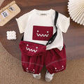 Boys Printed Applique T-Shirt With Maroon Sling Bag And Shorts Set Sets Maroon 1-2 Y