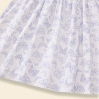 Girls White Butterfly Printed Smocked Fit & Flare Dress Casual Dresses