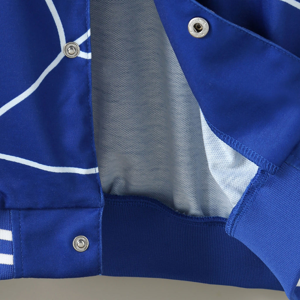 Boys Blue Spider Printed Varsity Jacket Coats & Jackets