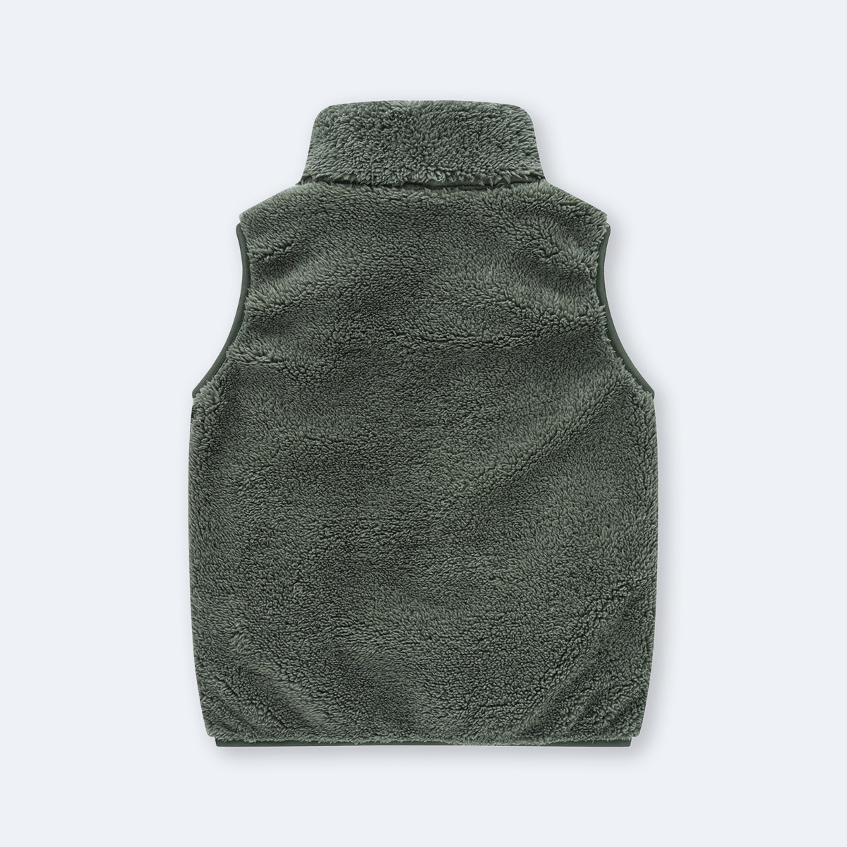 Girls Army Green Fleece Front Zipper Sleeveless Winter Jacket Coats & Jackets